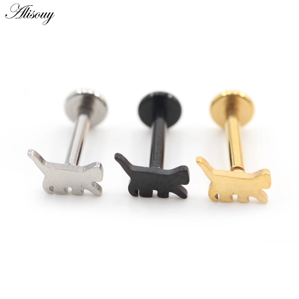 1PC Halloween Ghost Dinosaur Dog Stainless Steel Thread Ear Tragus Labret Lip Ring Cartilage Stud Earrings Piercing Body Jewelry