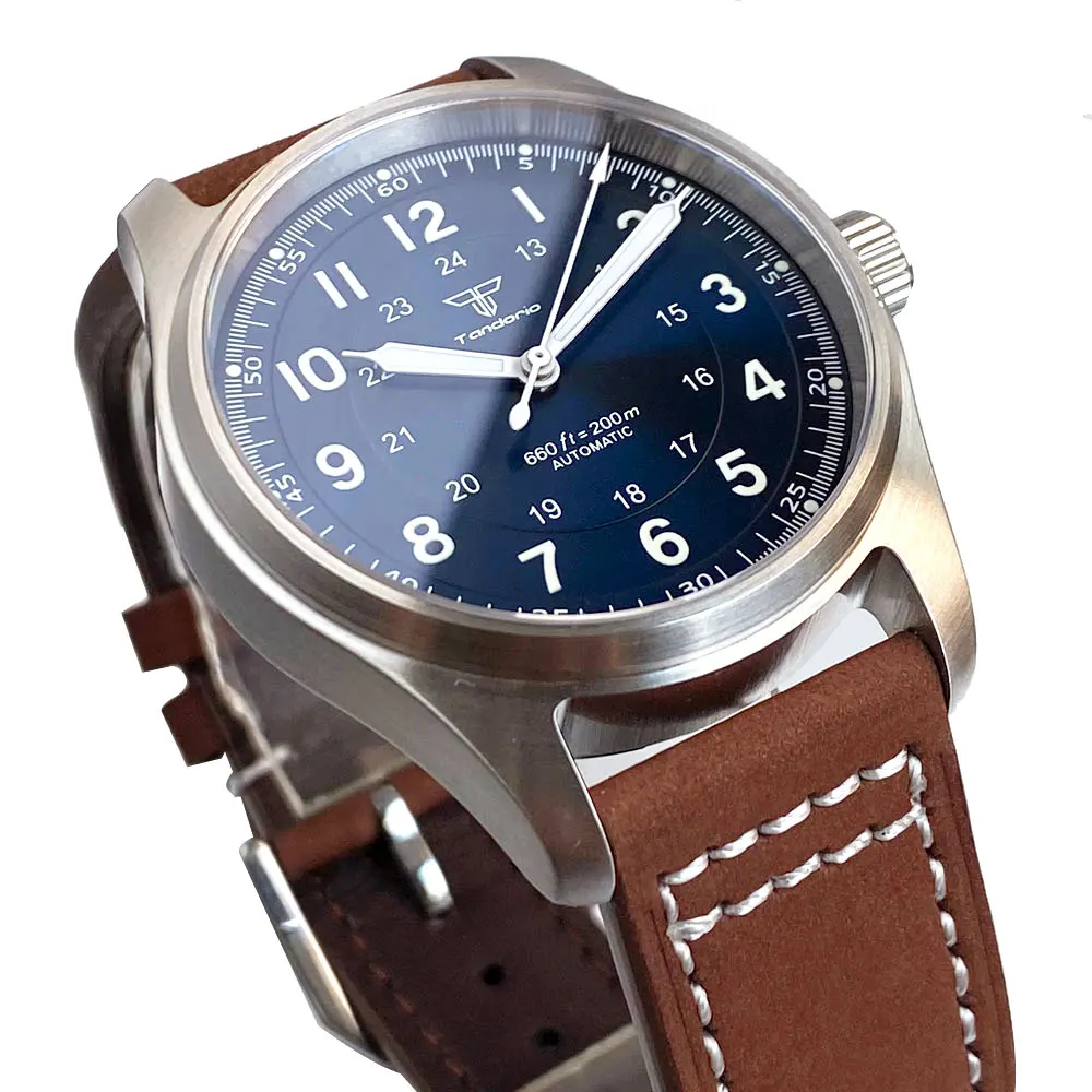 Tandorio Business 39mm Pilot Retro Automatic Mechanical Watch For