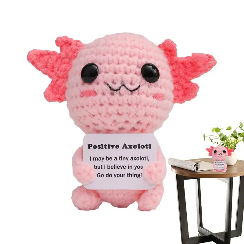 Cute Handmade Knitted Positive Axolotl Crochet Crocheted Plush Emotional Support Animal Creative Unique Axolotl Crochet Toy