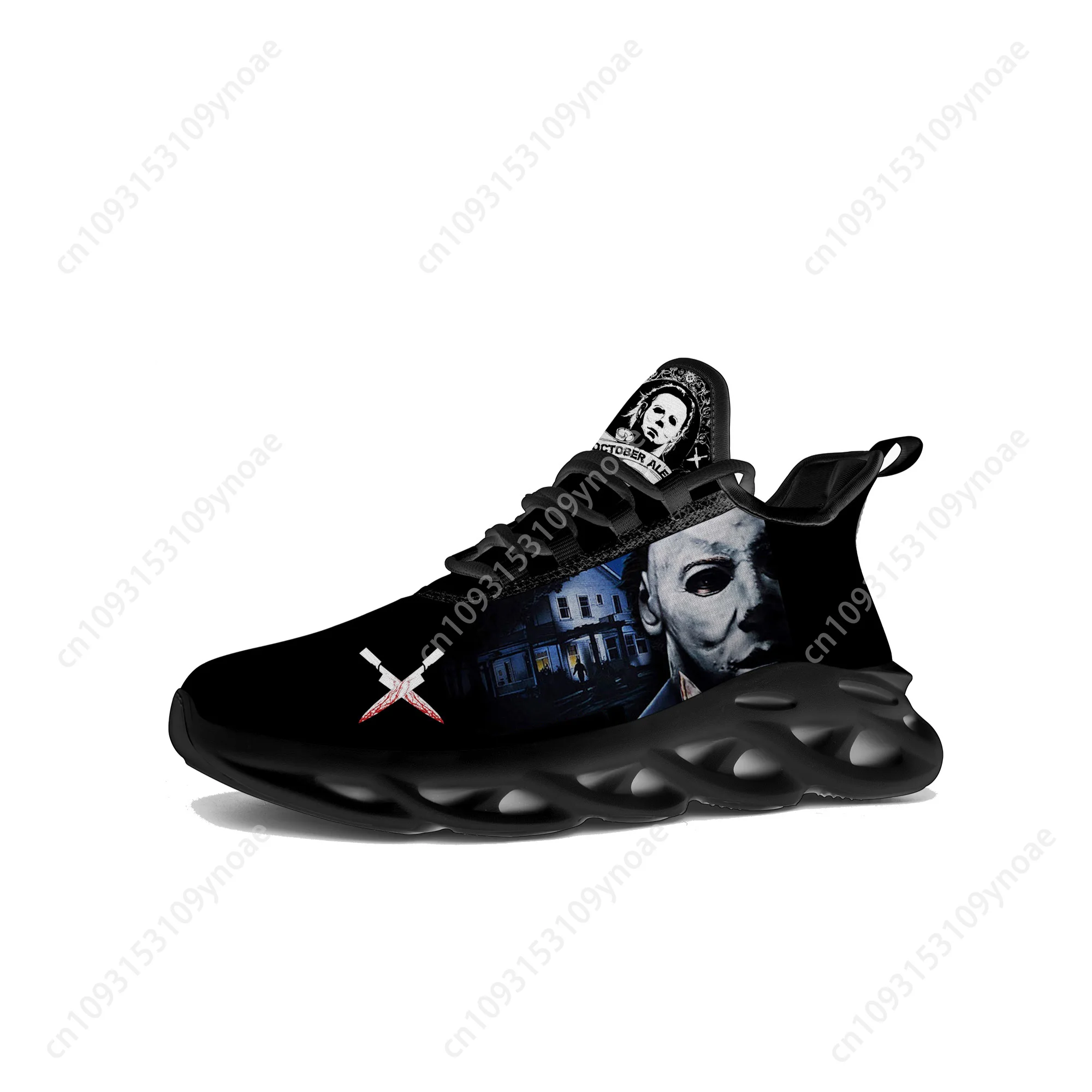 Horror Halloween Flats Sneakers Michael Myers Mens Womens Sports Running Shoes High Quality Sneaker Customized Made Shoe