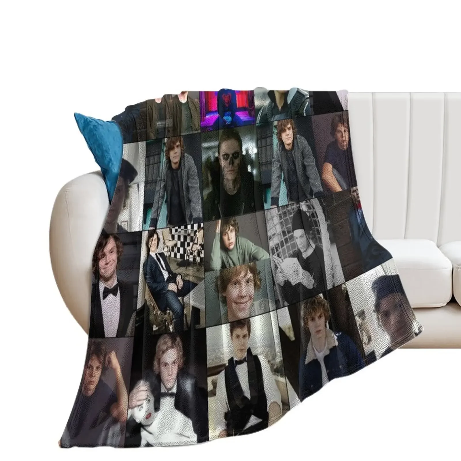 

Evan Peters Photo Collage Art Throw Blanket manga Softest Soft Big Blankets