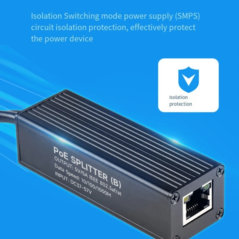 652F Gigabit Ethernet PoE Splitter 5V 5A Adattatore alimentazione in uscita Velocità veloce per telefono VoIP