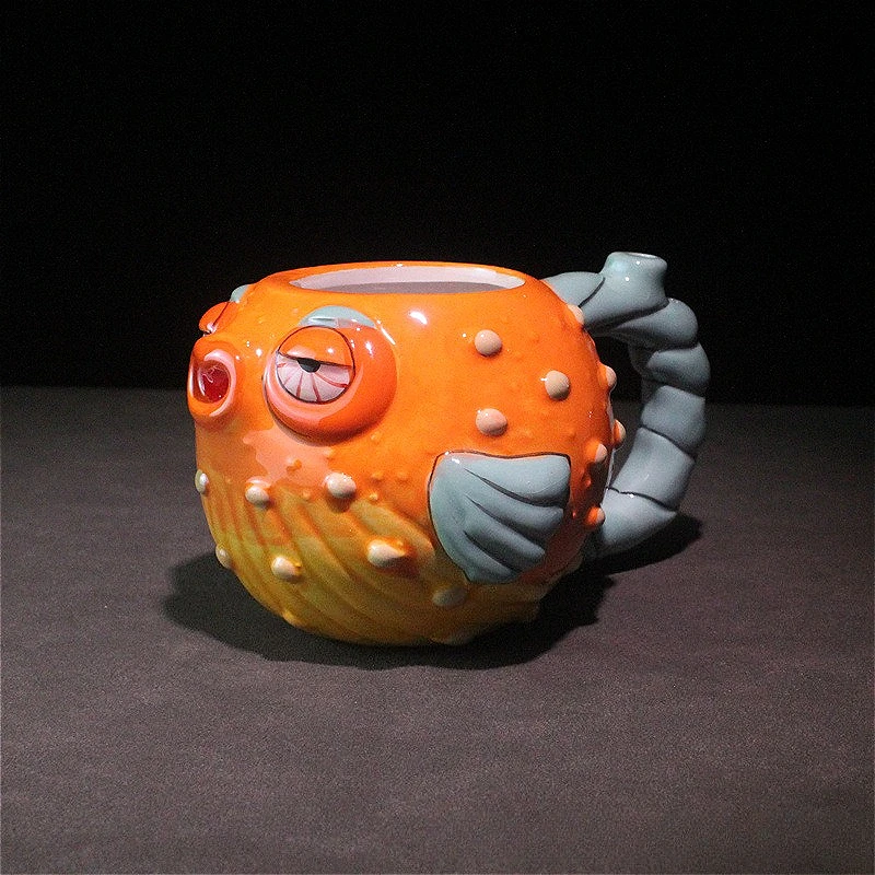 

Керамическая чашка TIKI в форме рыбы-фугу, коктейльная кружка в гавайском стиле, милая чашка Тики, вечерние персонализированные кружки для вина в форме тропической рыбы