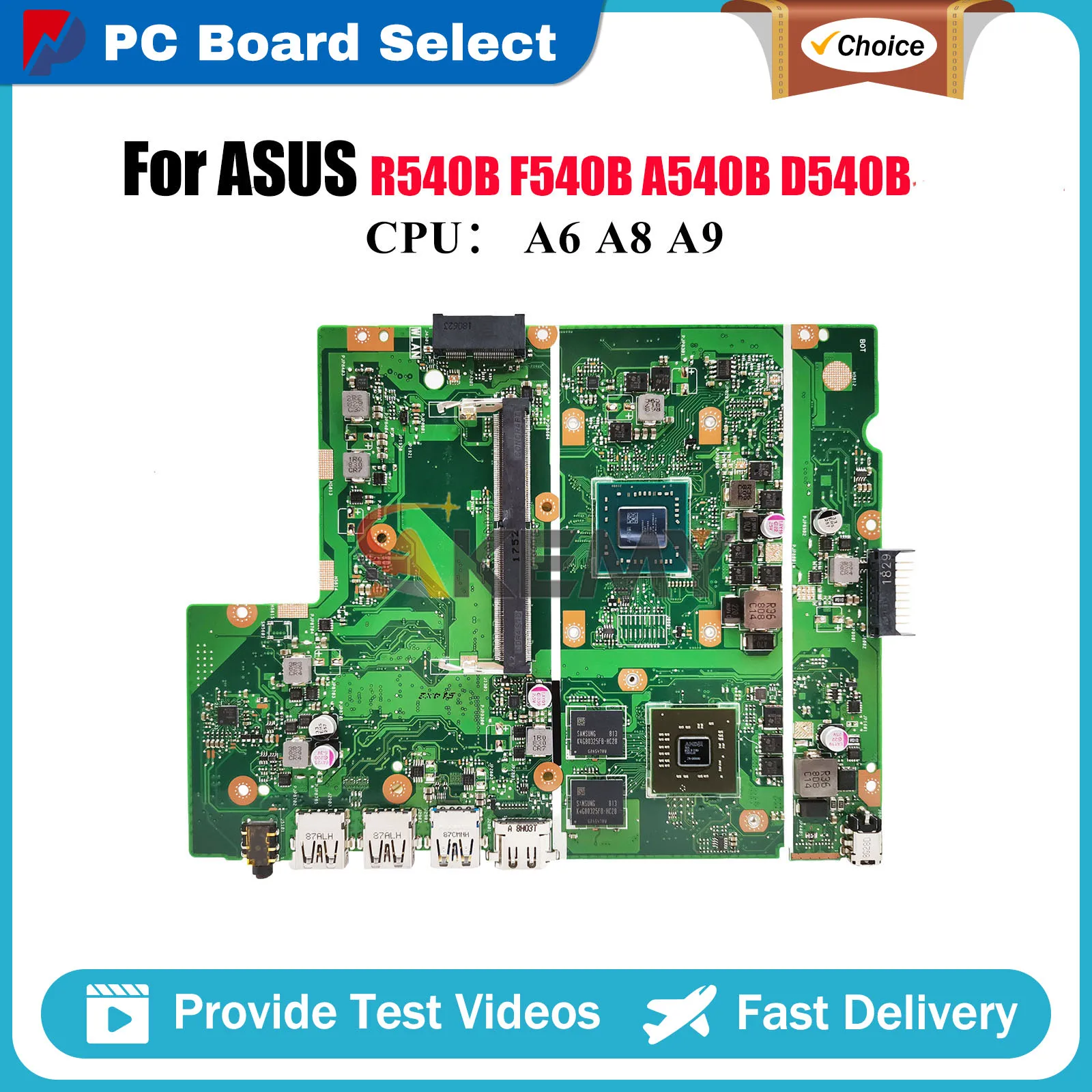 

X540BP Laptop Motherboard For ASUS VivoBook D540B A540B X540B R540B F540B X540BP Mainboard With A6 A8 A9 CPU 100% tests OK stk