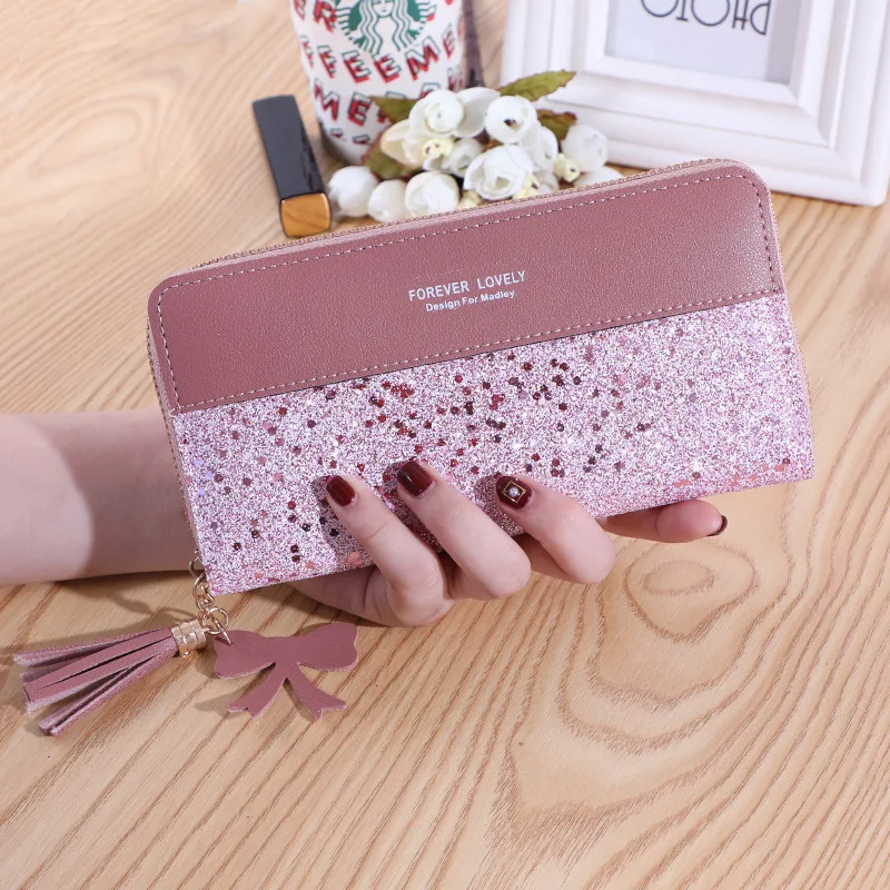 Women Long Pu Leather Wallet Fashion Zipper Purse Large Capacity Card Holder Coin Pocket Ladies Clutch Handbag Tote Wallet