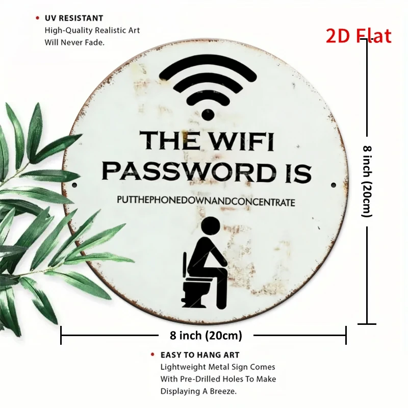 2D Flat - 1pc Round Aluminum Sign - Focus on Using The Toilet - 7.87X7.87inch, Metal Hanging Piece, Waterproof And Rust-Resistan