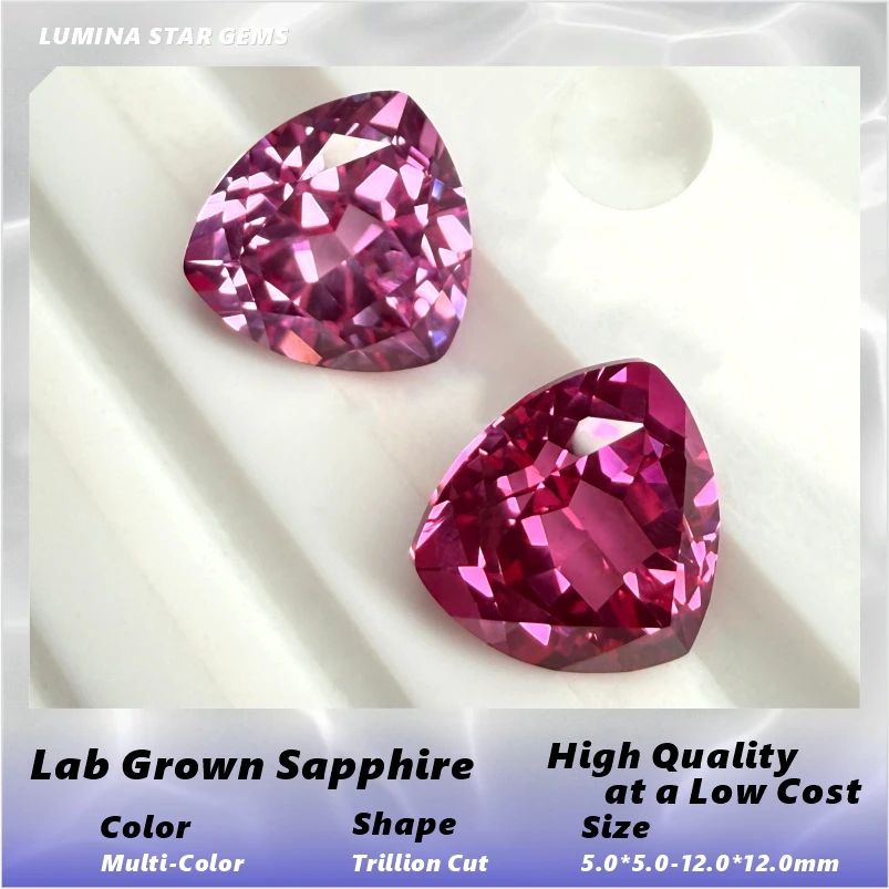 Lab Grown Pink Sapphire Trillion Cut Loose Gemstone Selectable   Certificate For Jewelry Setting&Custom Design-ABC