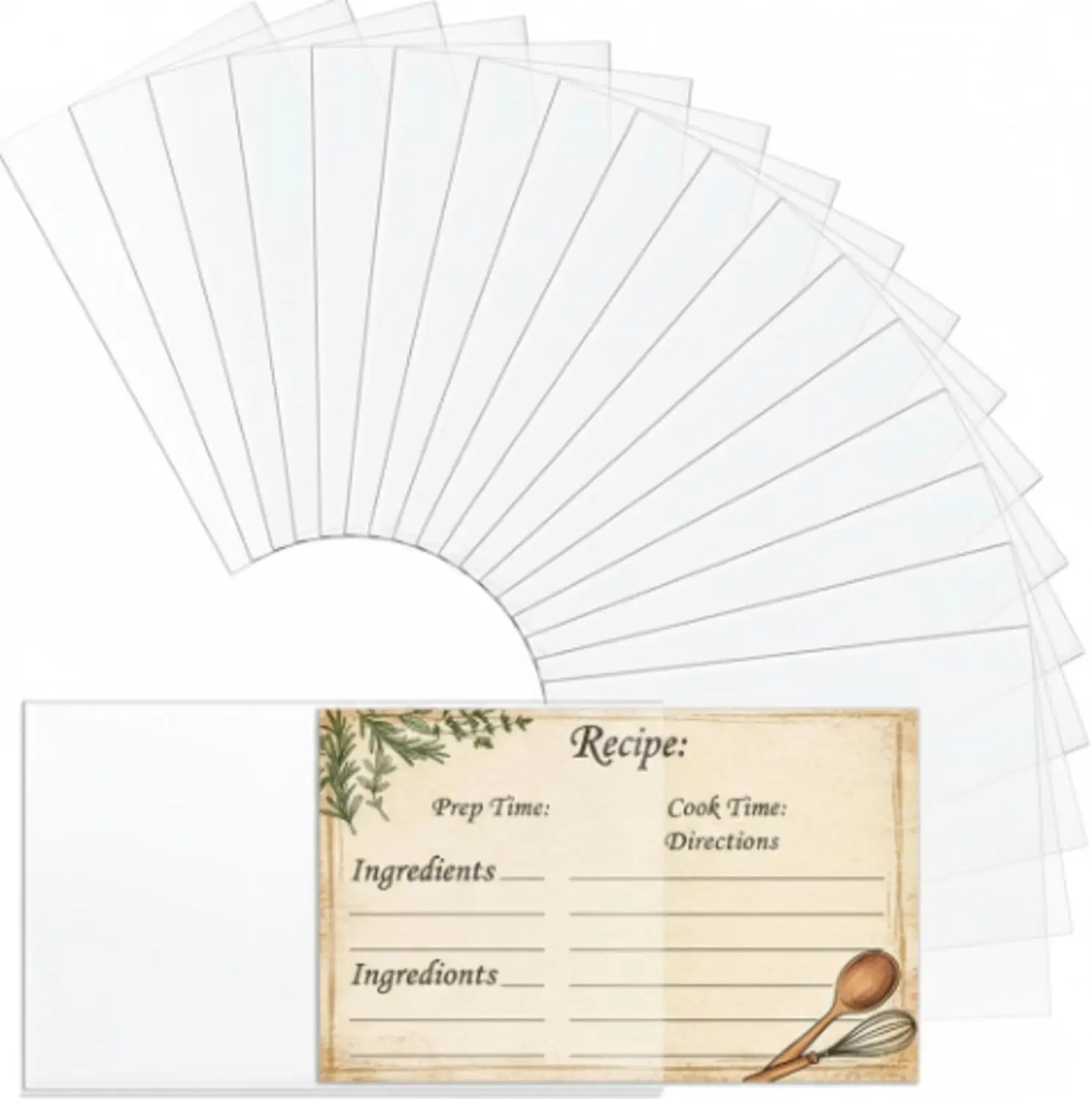 

200 Pcs 5x3 Inch Clear Recipe Card Protectors, Waterproof Plastic Sleeves for Cookbook Pages