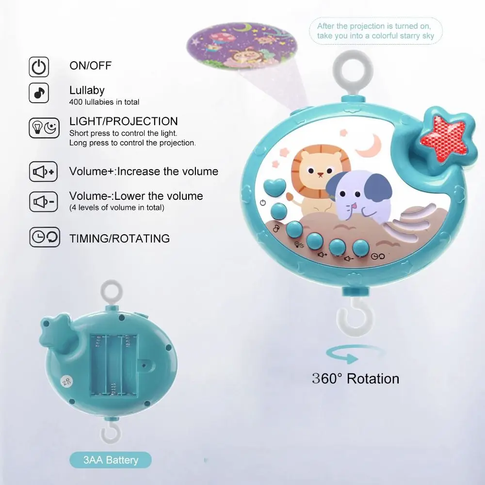سهلة التركيب سرير الموسيقى الإسقاط حشرجة الموت معلقة المحمولة سرير المحمول أضواء تهدئة الموسيقية كاروسيل المحمول السرير