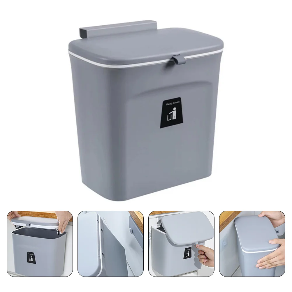 

Sliding Trash Can Hanging Garbage Wall Wastebasket Kitchen Cabinets Small with Cover