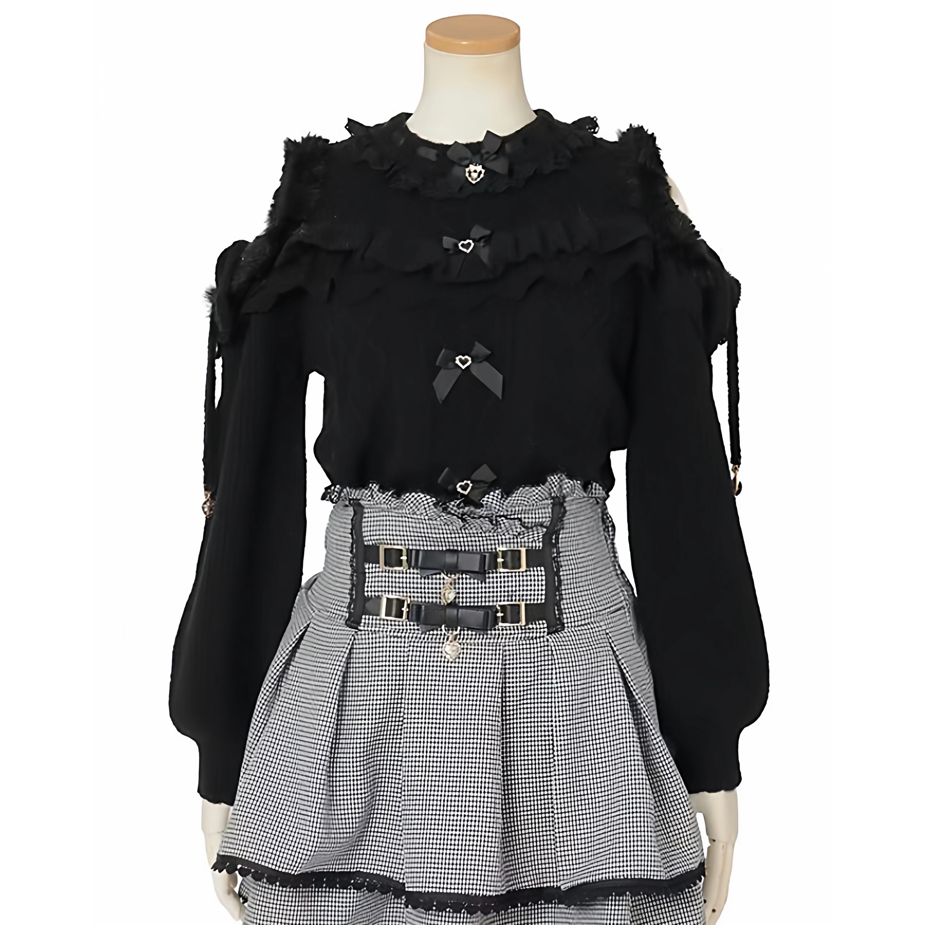 ليز سترة اليابانية الألغام الإنتاج الضخم لطيف الفتاة القوس خارج الكتف البلوزات الخريف الشتاء جديد المرأة بلوفر مغزول #5