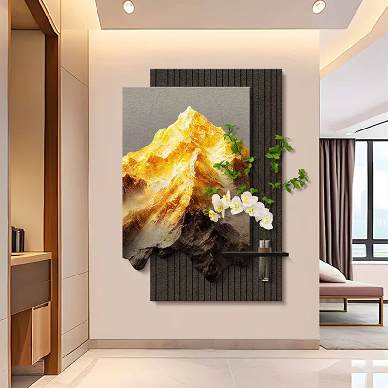 الحجر الرملي معلقة اللوحة الحديثة الفاخرة باب المدخل الديكور اللوحة المائية النباتات الخضراء الراقية الجدار مصباح اللوحة #2