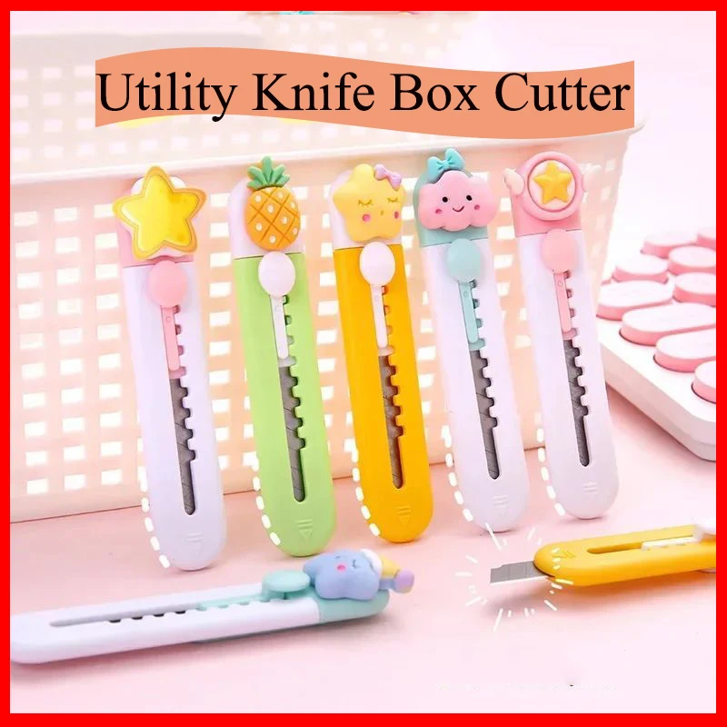 1 Stuks Utility Mes Box Cutter Draagbare Express Pakket Verwijdering Mes Mini Leuke Briefpapier Zakmes Papiersnijder Snijden