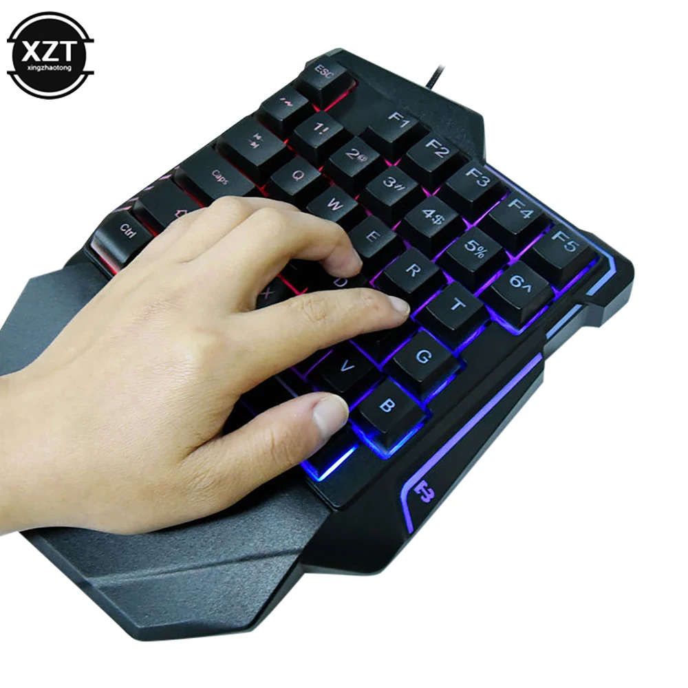 Gaming Teclado Única Mão Mini Usb Com Fio 35 teclas Um Handedly para Smartphone Móvel 3 Cores LED Backlight