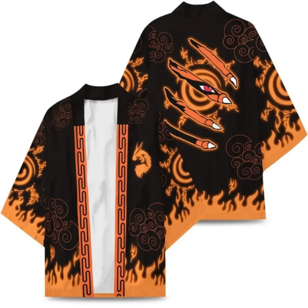 Naruto Akatsuki Uzumaki Itachi Red Cloud Kimono Shirt Haori Yukata Printing Cosplay Costume Christmas Pu 'er Festival Gifts