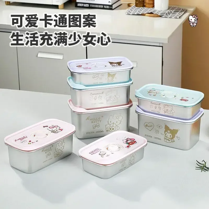 Hello Kitty  Anime Sanrio Ins Kuromi Crisper Distribution Box Cute Cartoon My Melody Fruit Household Storage Box Gifts for Kids