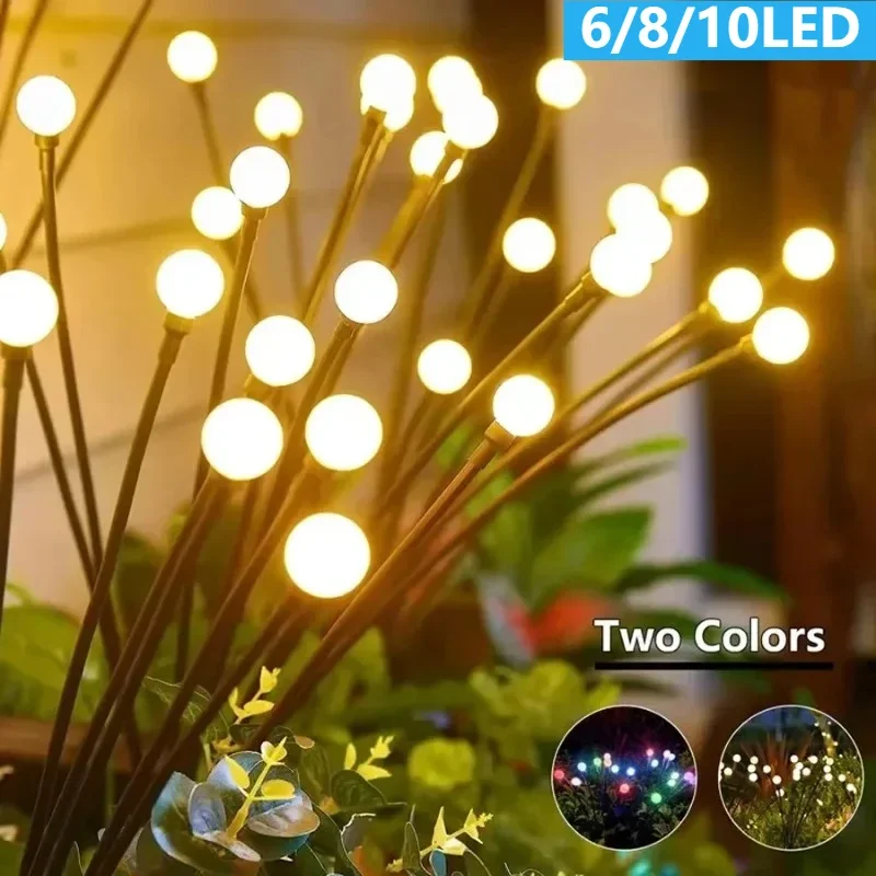 6/8/10LED Solar Lights Garden Firefly Lights Outdoor Garden Wedding Halloween and Christmas Atmosphere Decorations
