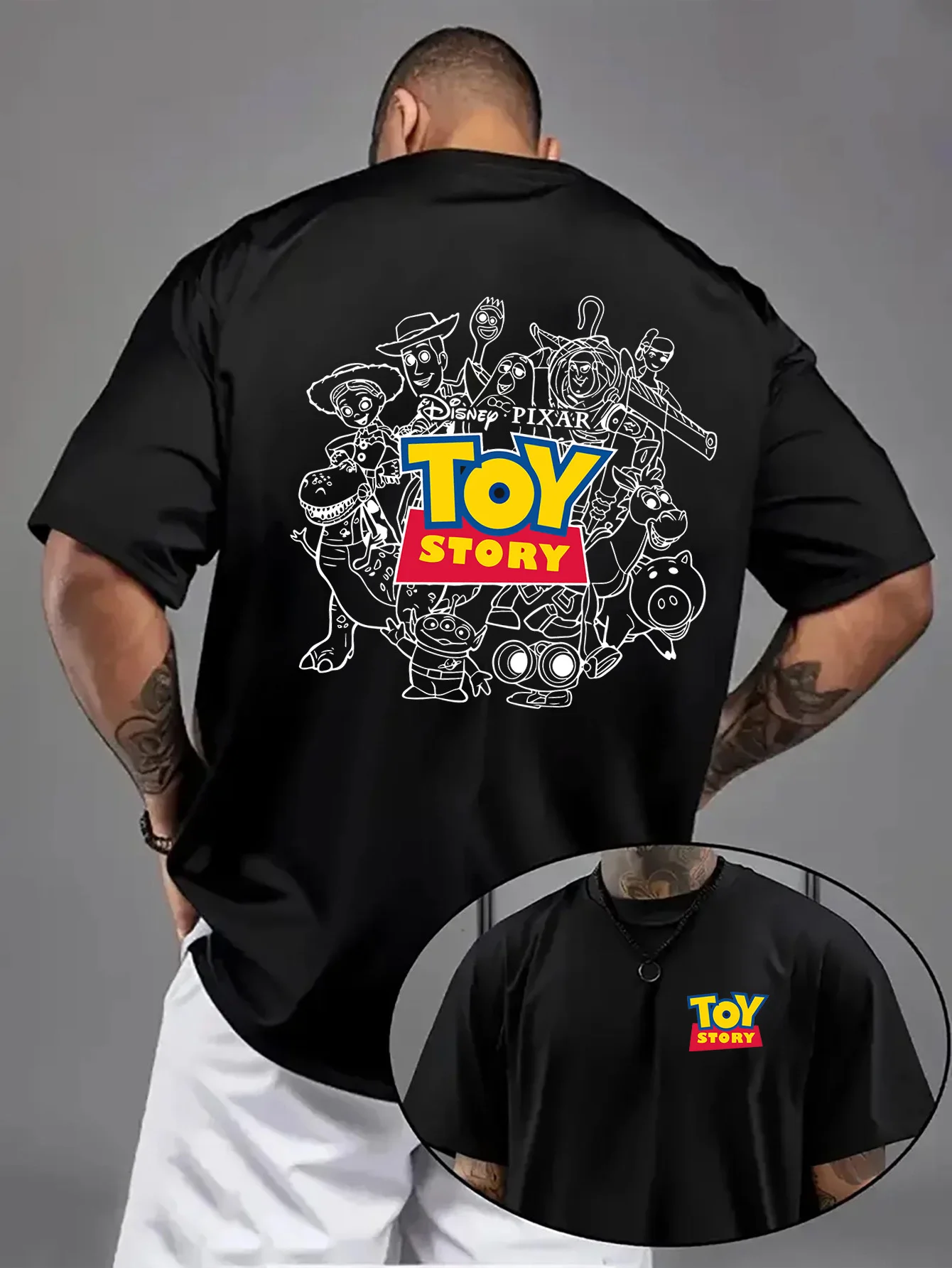

2026 New Year Hot Selling Disney Men's T-shirt, Disney Toy Story Pattern Men's Short Sleeve T-shirt, Round Neck T-shirt
