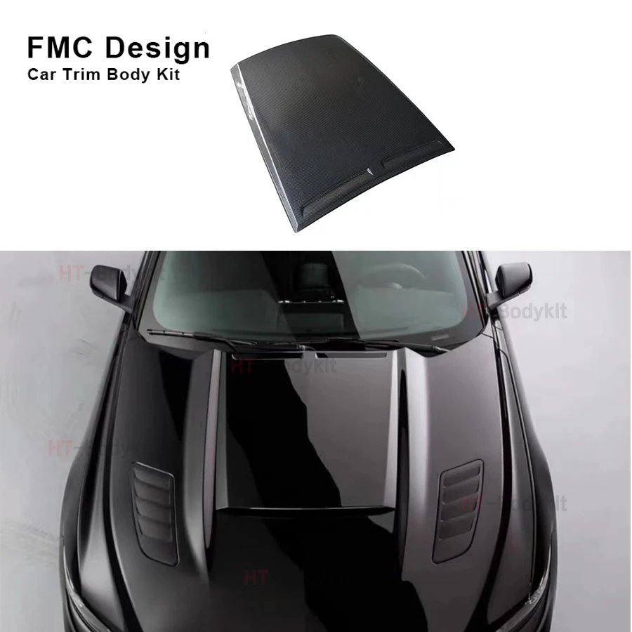 For Ford Mustang 2015-2017 R Style Carbon Fiber Car Front Bumper Engine Hood Bonnet Vent Cover Parts Upgrade Body kit