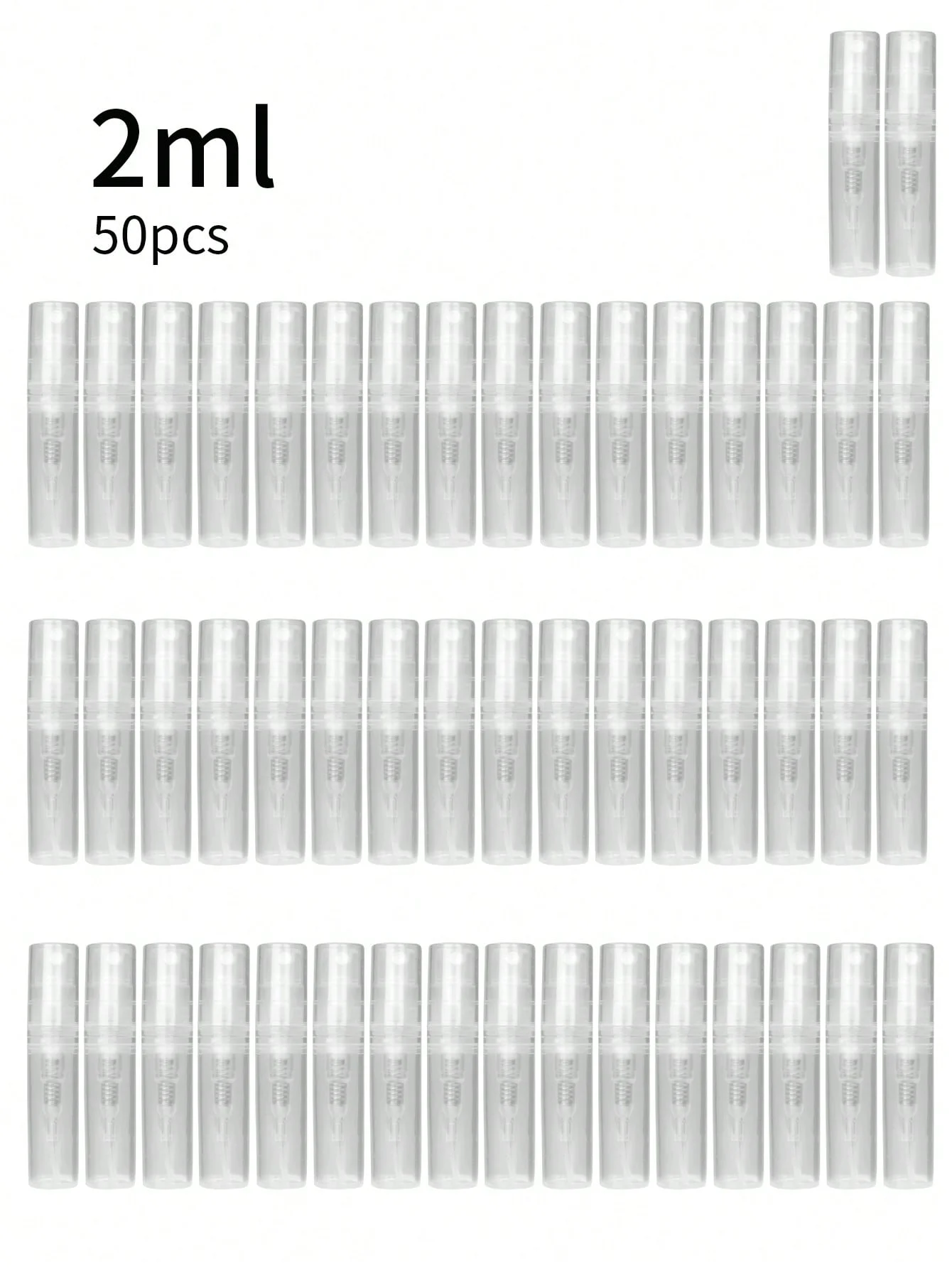 50/100 Stück 2ml 3ml 5ml Plastik-Schnappverschlussflasche Auslaufsichere Mini-Parfümflasche Leichte Tragbare Feuchtigkeitsspendende Sprühflasche – Detail 1