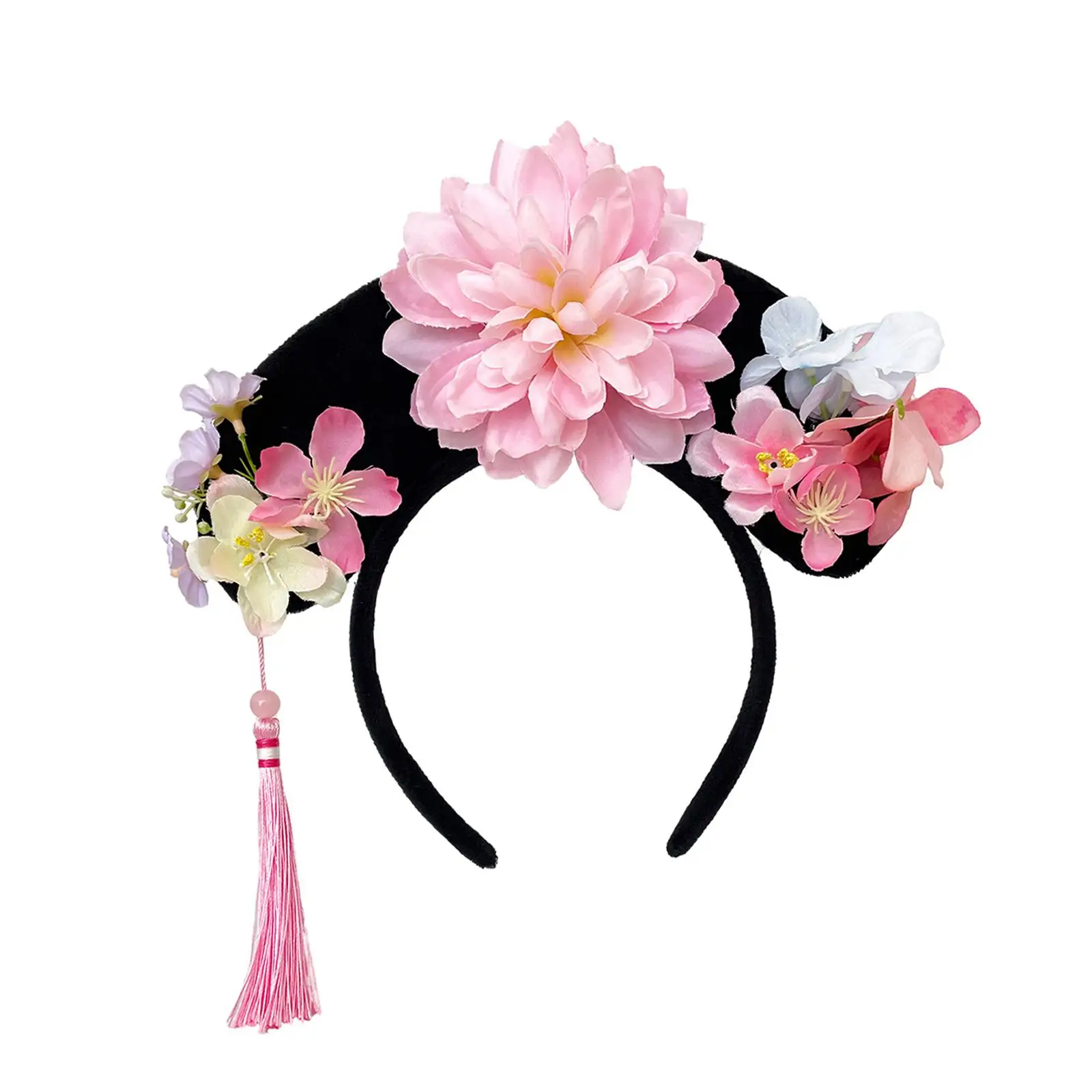 

Chinese Hairband Tassel Headband Headwear Plush Delicate Flower Headdress Suitable for Role Shows Fancy Dress Carniv