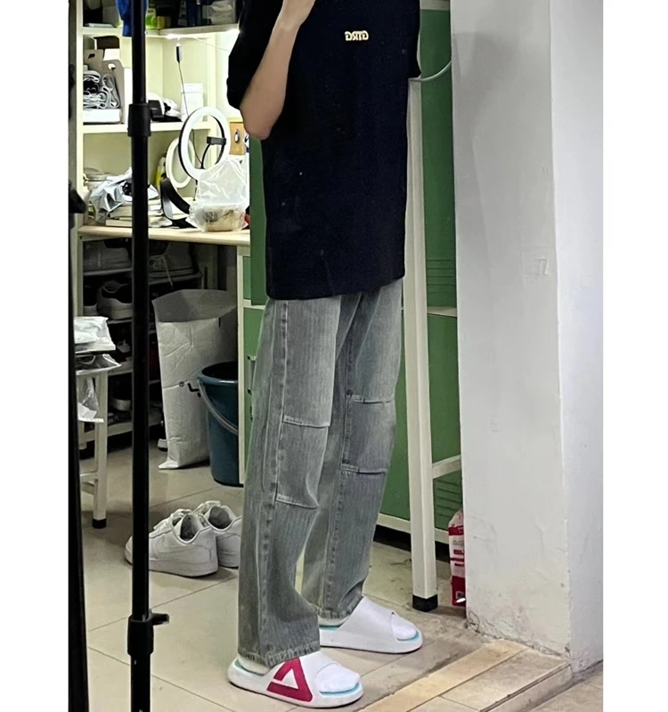 

Washed Vintage American High Street Cleanfit Men's Jeans Spring Autumn Trendy Straight Loose Simple Casual Long Pants