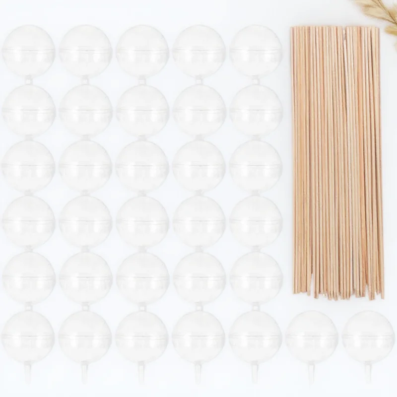 

100pcs Crystal Ball Flower Bouquet Holder Acrylic Wood Chocolate Fixator For Diy Candy Bouquet Wedding Party Supplies Truffle