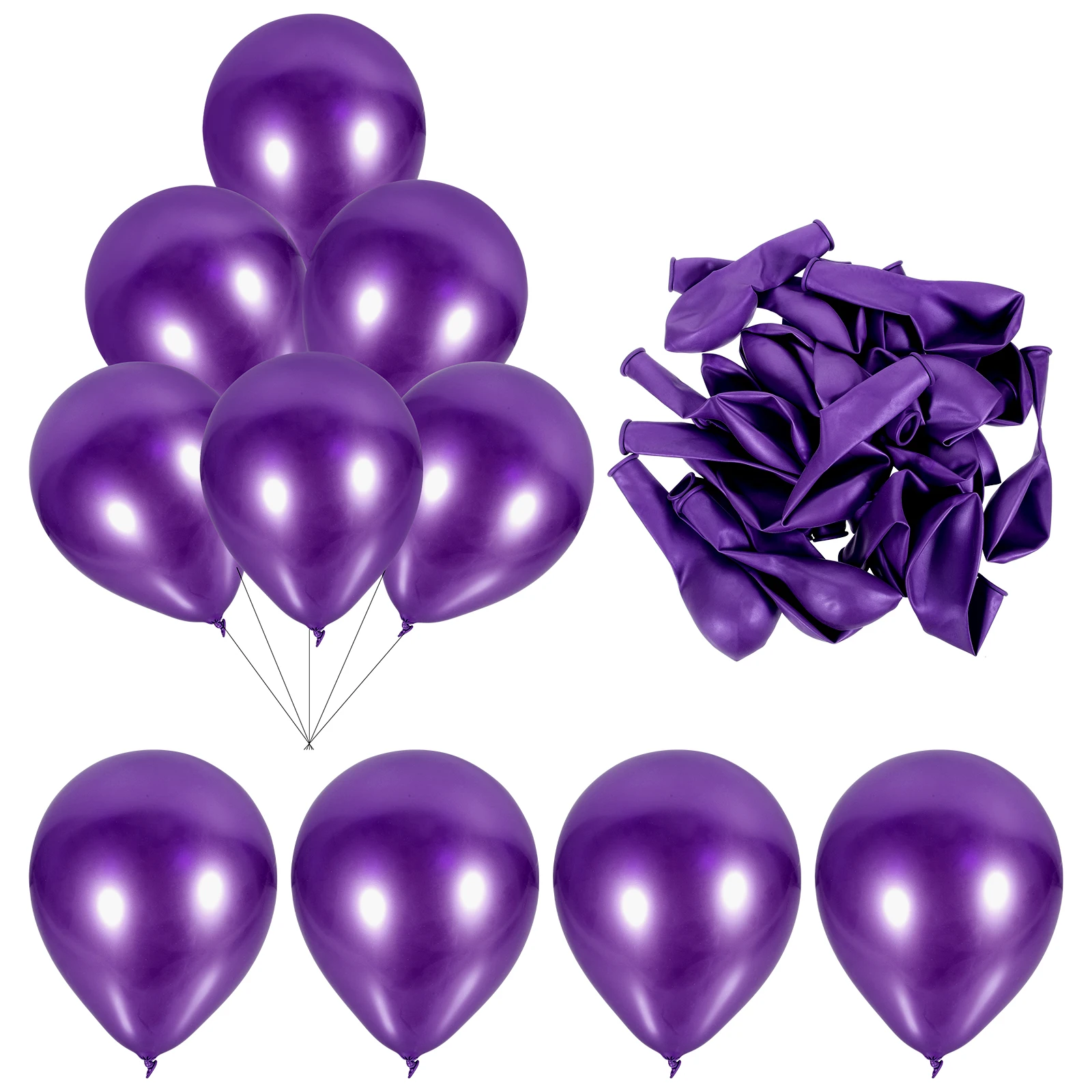 

50 Pcs 10 Inch Metal Latex Balloons Purple Birthday Wedding Party Decorations Festive Round Balloon Event Supplies