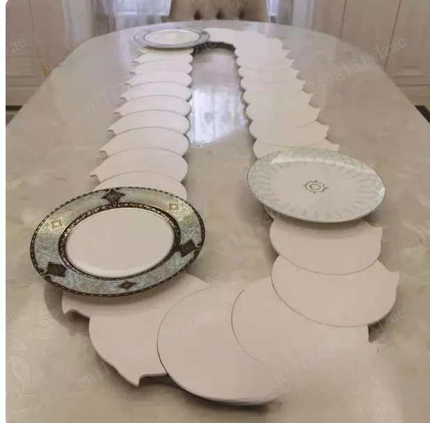 Household oval dining table turntable rectangular large table manual rotation vegetable track labor-saving tool foldable