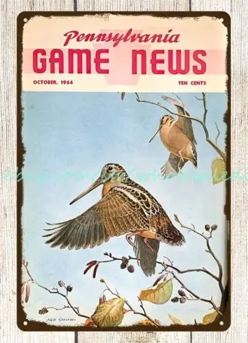 1964 woodcock Pennsylvania Game News metal tin sign wall art decor