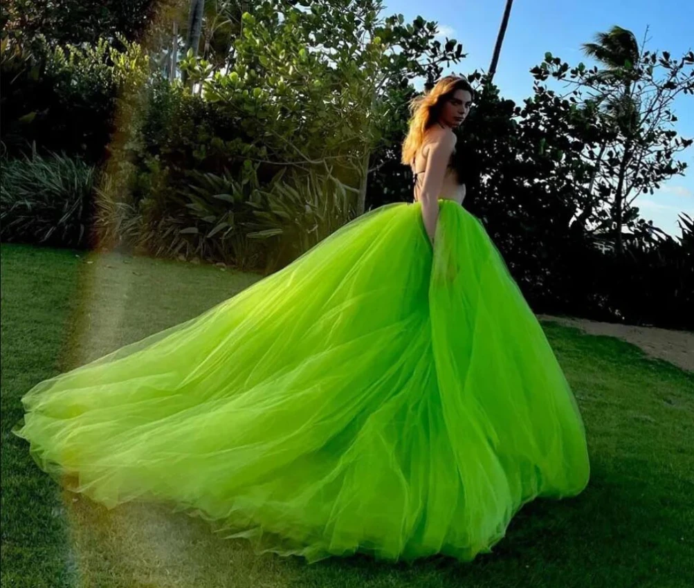 Short skirt Fluorescent green tulle women's long dress, additional ball dress, ball dress,customized size