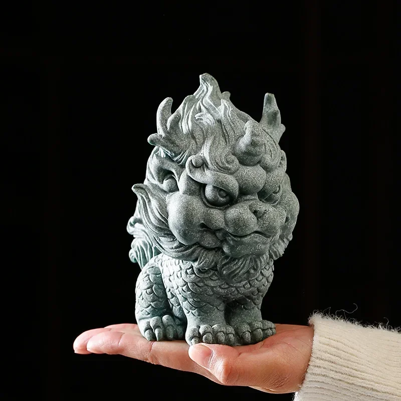 Creative Kirin Stone Lion Town House Ornament Tea Room Desktop Decoration Boutique Tea Pet Ornament