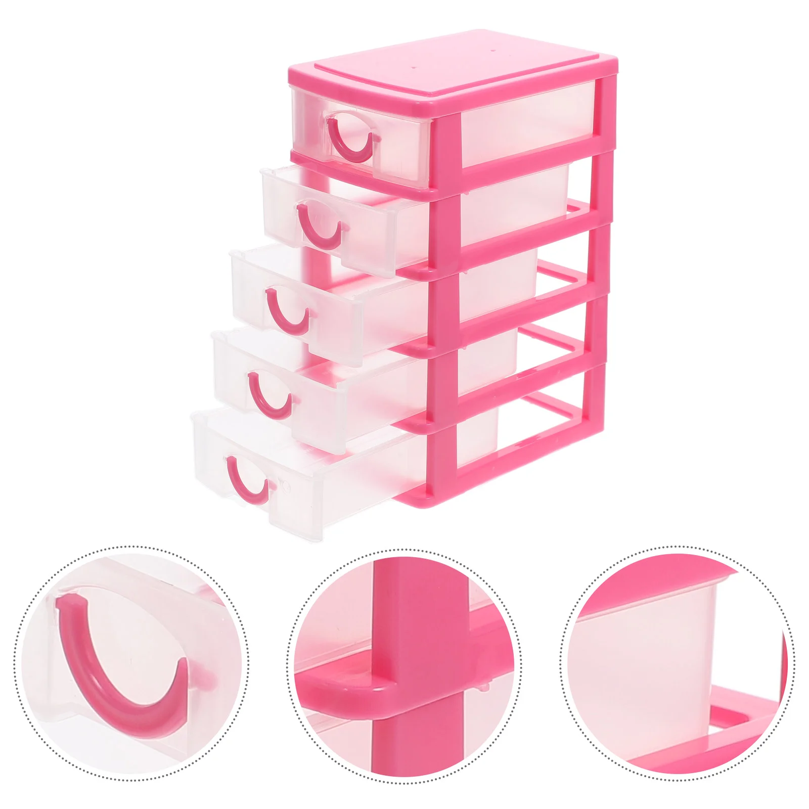 

Desk Storage Box Plastic Three Drawer Small Drawers Mini Organizer Desktop Container Office Desks Pink Versatile