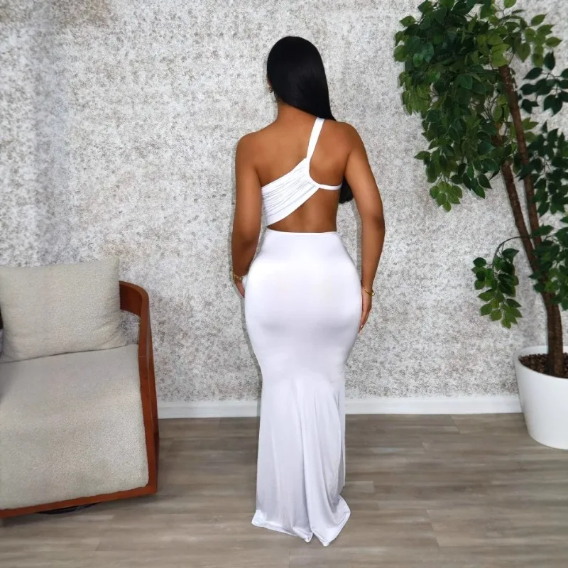 KEXU المرأة بلا أكمام مثير الجوف خارج حزام Ruched ماكسي فستان طويل 2025 الصيف الشارع حفلة عيد ميلاد فساتين سهرة Vestidos