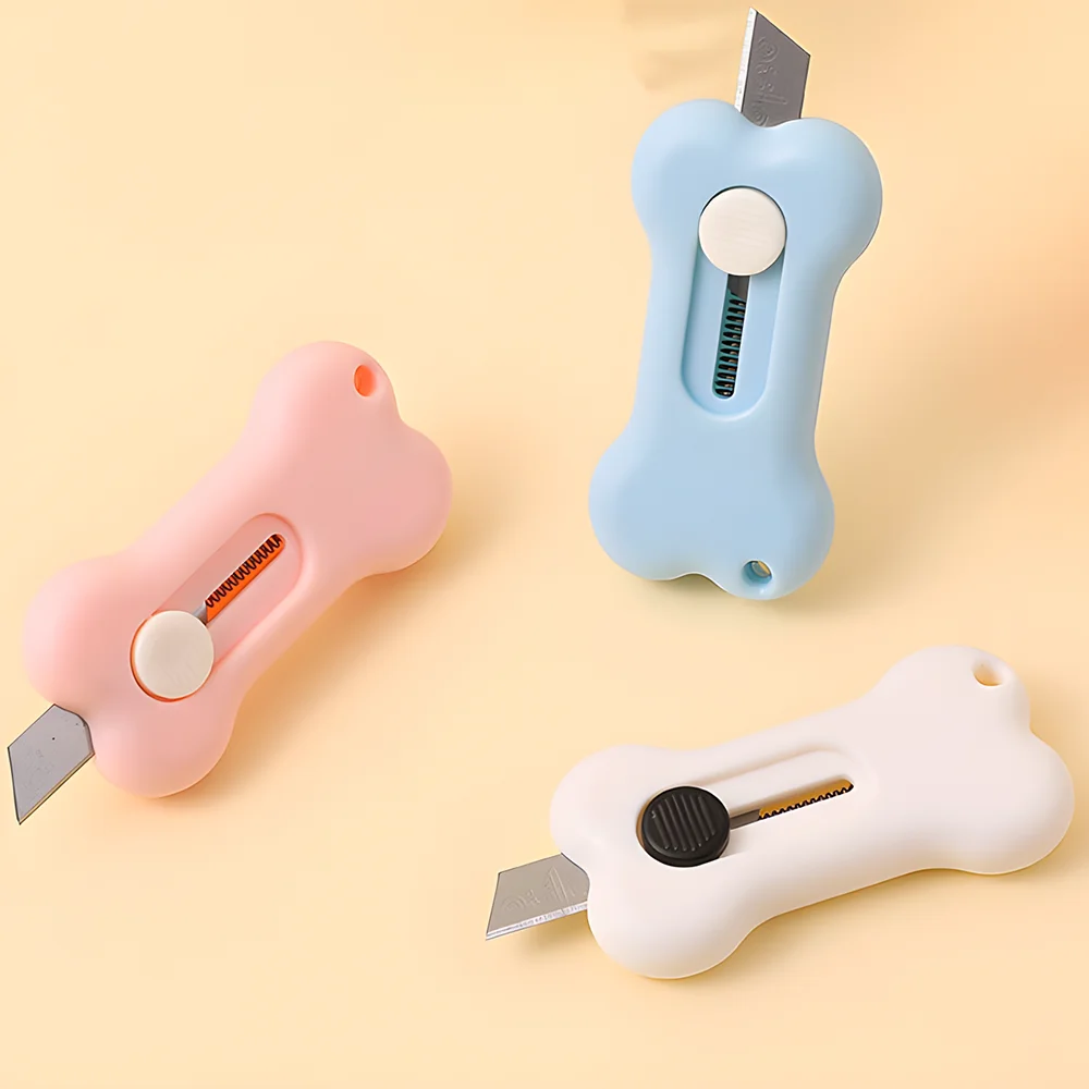 Faca utilitária retrátil profissional, bonito, osso kawaii, portátil, abridor de cartas, hobby, artesanato, ferramentas diy, cortador de caixa de papelaria