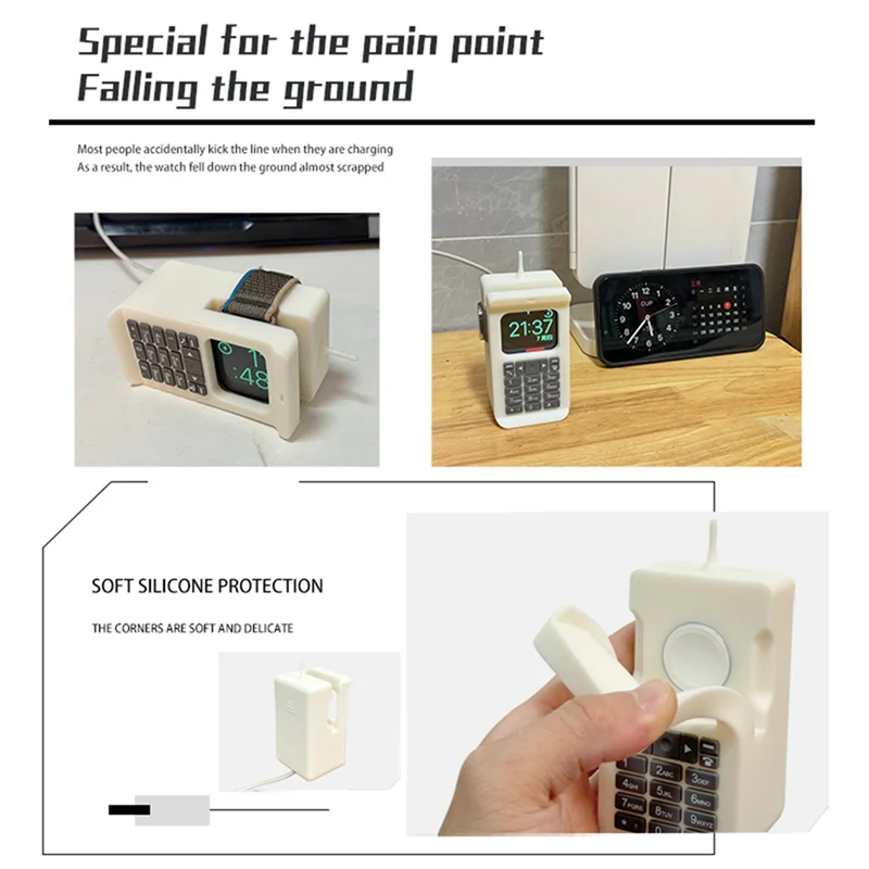 A14M ซิลิโคน Dock Desktop ผู้ถือแท่นชาร์จสําหรับนาฬิกา Charger Stand Retro คอมพิวเตอร์รูปแบบฐานชาร์จ B