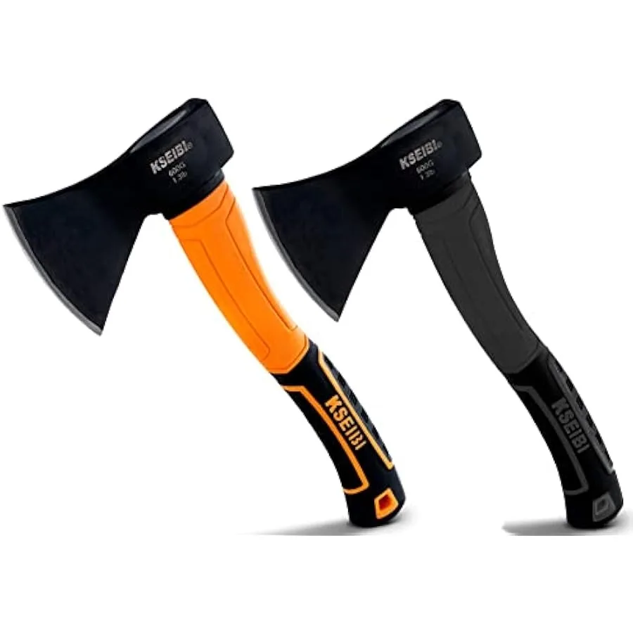 KSEIBI Camping Axe Black and Orange Bundle 14 inch Hatchet