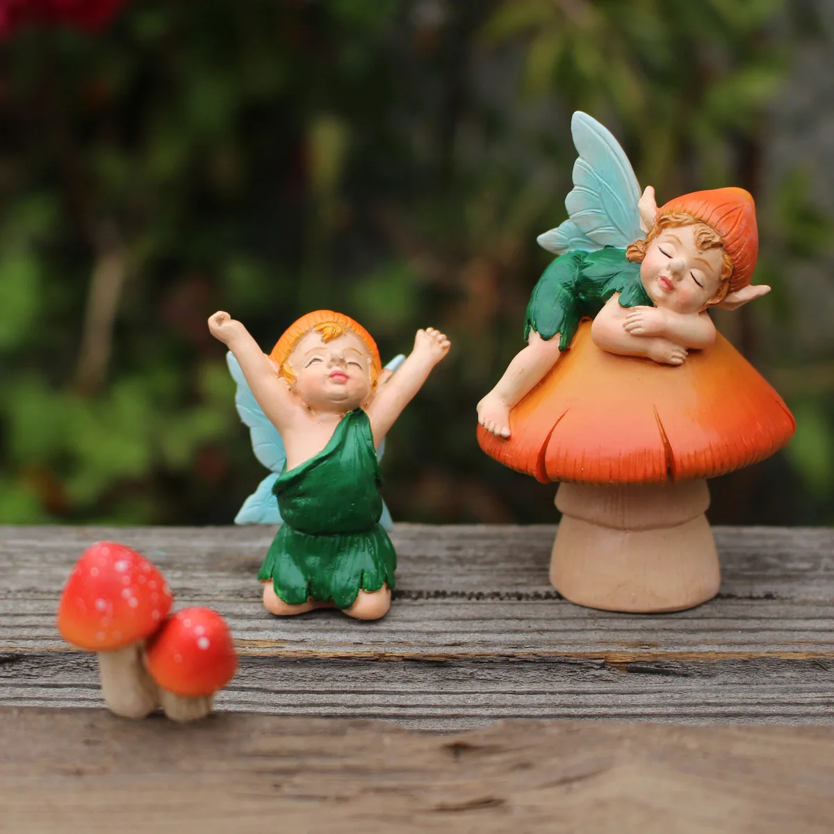 Cute Garden Mushroom Fairy Bonsai Resin Statues Fairy Outdoor Arden Bonsai Creative Ornaments Courtyard Lawn Balcony Deocration