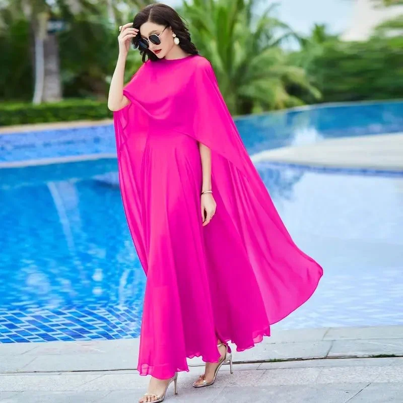 Shawl Dress Suit/Sun Protection Women Chiffon Dress Mother And Dress Two  Piece Suit Bohemian Big Swing Long Dress Holiday Dress - AliExpress  200000345