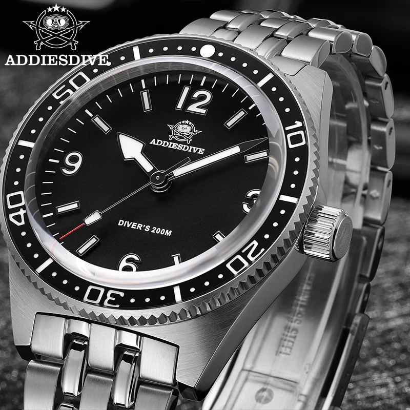 

ADDIESDIVE Fashion Men's Stainless Steel Watch 41mm Super Luminous Sapphire Glass 200m Waterproof Wristwatch Men Quartz Watches
