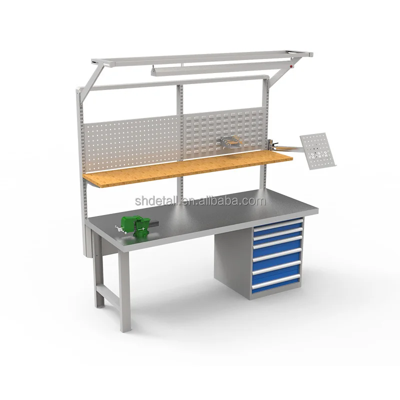 Modular Anti-Static Industrial Strength Workbench Workstation Engine Cold Rolled Steel Construction for Warehouse Storage Pro