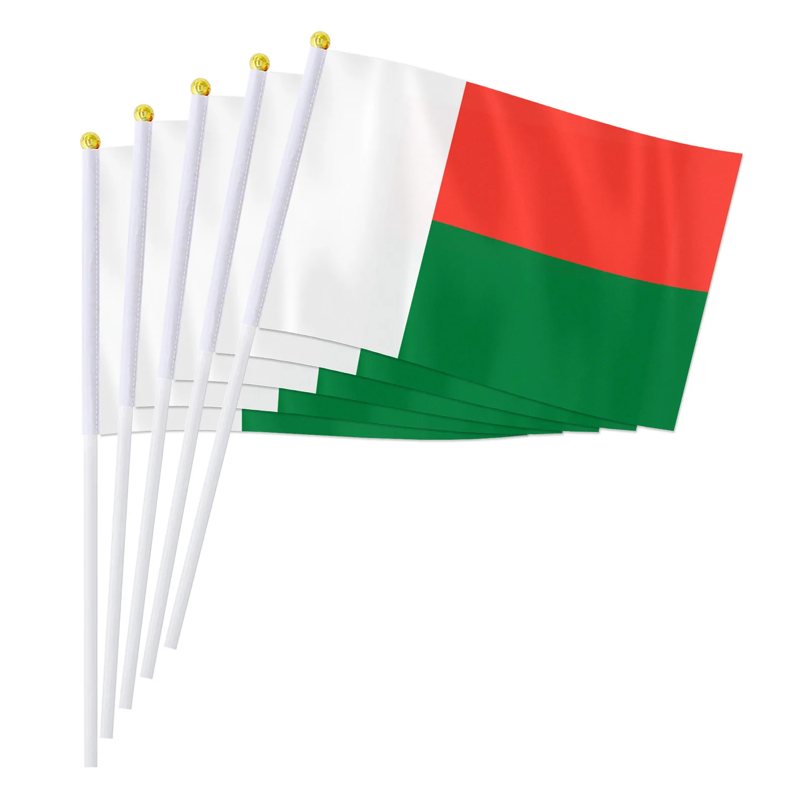 PTEROSAUR 14*21cm Madagascar Hand Flag, Madagascan National Flag World African Countries Hand Held Small Waving Flag, 50/100pcs