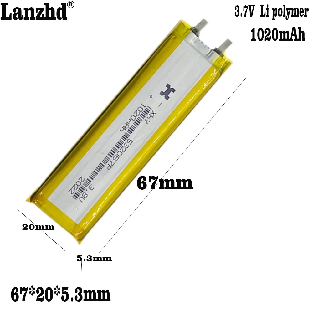 

1-12pcs Li Lithium polymer battery 1020mah For point reading pen battery LED cabinet light LED kitchen cabinet Closet light