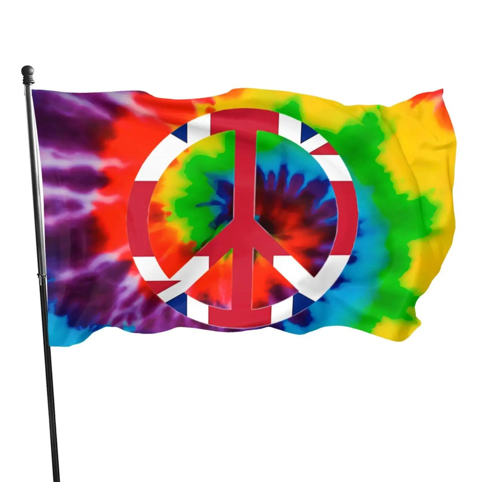 Hippie Peace Sign Flag Love and Peace Victory Finger Gestures Decorative Polyester Flag for Home Outdoor Party Indoor Women Men