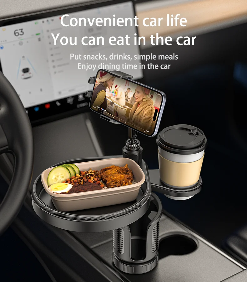 Dudukan Ponsel Putar 720 Derajat 4 in 1 Multifungsi untuk Mobil, Tempat Ponsel di Tempat Minuman C274