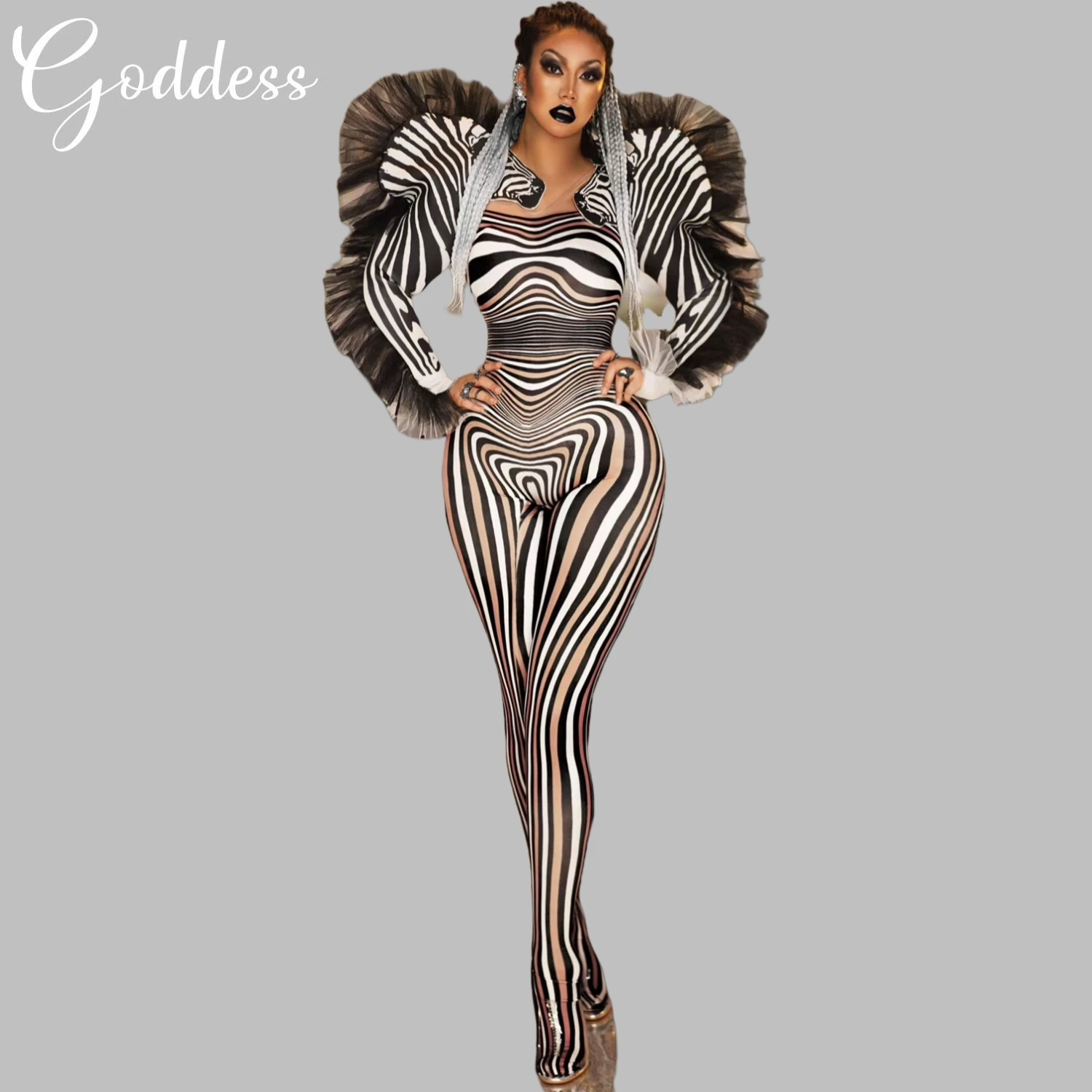 

Halloween Celebration Party Women Jumpsuit Zebra Role Playing Outfits Animal Cosplay Costumes Nightclub Dancer Stage Clothes