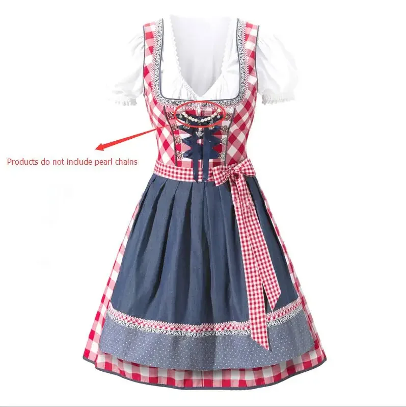 التقليدية الألمانية مهرجان أكتوبر Dirndl فستان المرأة البافارية البيرة خادمة المئزر بغي زي تأثيري فستان بتصميم حالم