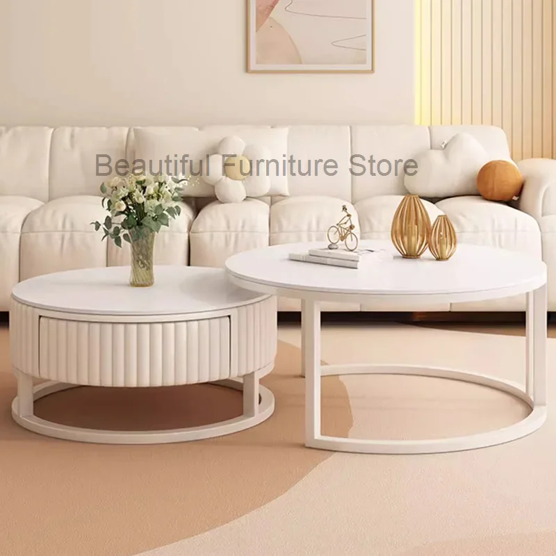 

Storage Design Coffee Tables White Living Room Round Luxury Coffee Tables Modern Minimalist Stoliki Kawowe Home Furniture