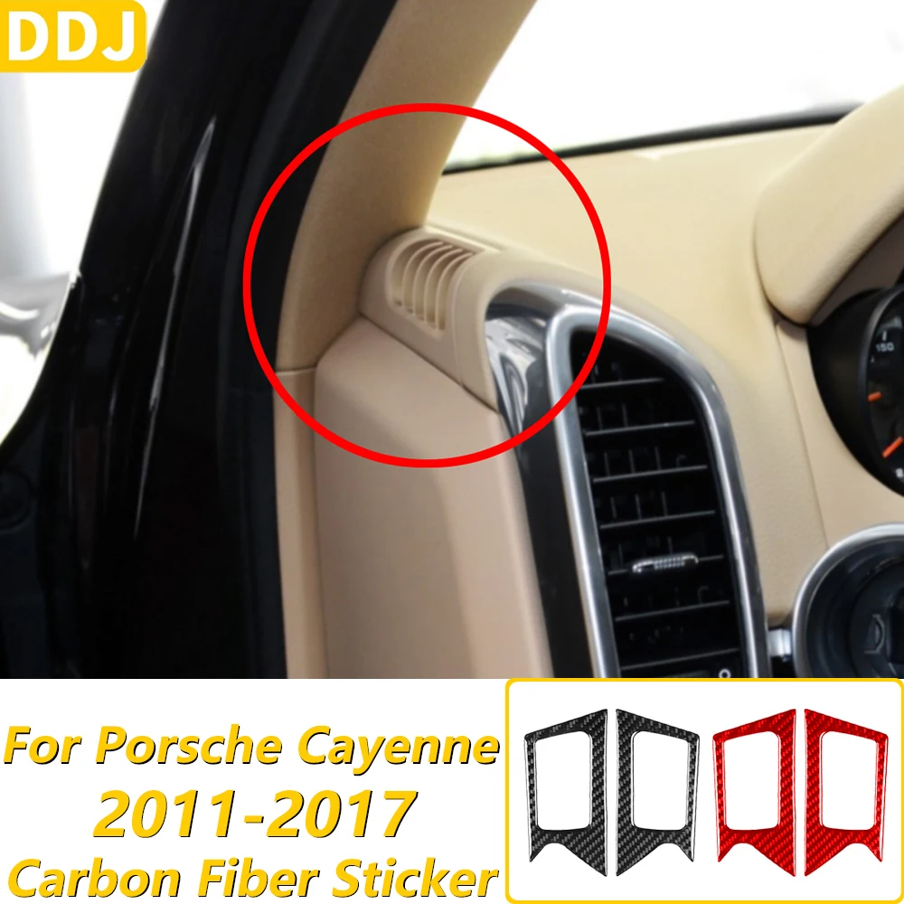For Porsche Cayenne 958 92A 2011-2017 Carbon Fiber Both Sides Dashboard Defogging Air Vent Panel Cover Car Accessories Sticker
