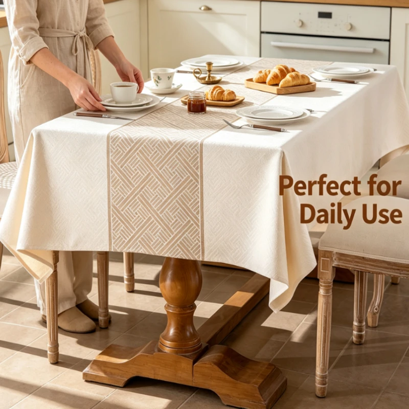 Waterproof and oil-proof dining table cloth,thickened imitation cotton and linen, coffee table cloth, dirt-resistant rectangular